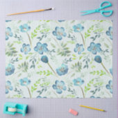 Elegant Blue Green Waterverf Floral Tissuepapier (Craft)