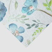 Elegant Blue Green Waterverf Floral Tissuepapier (Detail)