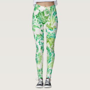 Elegant Blue, Green & Yellow Damask Patroon Leggings