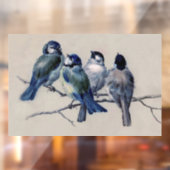 Elegant Blue Grey Birds op een Branch  Raamsticker (Vel 2)