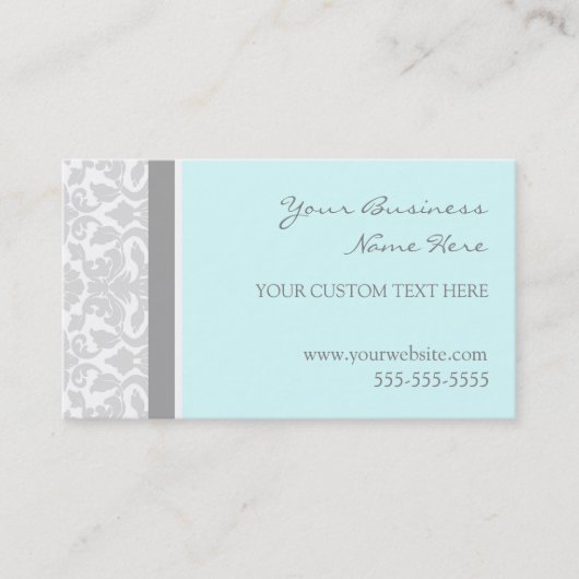 Elegant Blue Grey Damask Visitekaartjes (Voorkant)