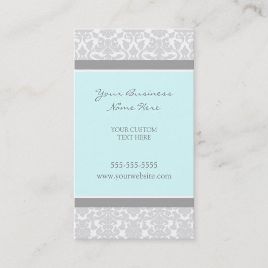 Elegant Blue Grey Damask Visitekaartjes (Voorkant)