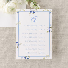 Elegant Blue & Grey Wedding Seating Chart Card Kaart
