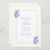 Elegant Blue Hand Drawn Lemon Rehearsal Dinner Kaart (Voorkant / Achterkant)