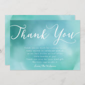 Elegant Blue Hand Lettered Script Baby shower Bedankkaart (Voorkant / Achterkant)