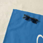 Elegant Blue Handgeschreven Script Name Strandlaken (In situ)