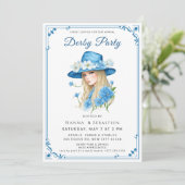 Elegant Blue Hat Garden Party Invitation (Debout devant)
