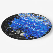 Elegant Blue Heart Leaf Tree Wedding Papieren Bordje (Gekanteld)