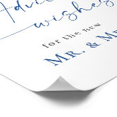 Elegant Blue Hydrangea Advice & Wishes Wedding Poster (Hoek)