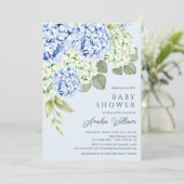Elégant Blue Hydrangea Baby shower Invitation (Debout devant)