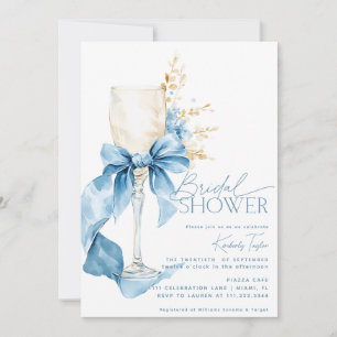 Elegant Blue Hydrangea Bow Champagne Vrijgezellenf Kaart