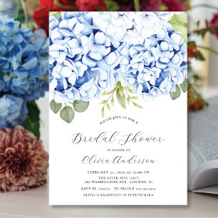 Elegant Blue Hydrangea Bridal Shower Kaart