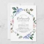 Elegant Blue Hydrangea Bridesmaids Luncheon Kaart (Voorkant)