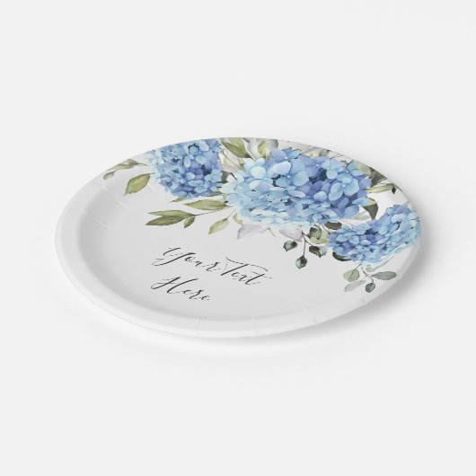 Elegant Blue Hydrangea Eucalyptus Party Papieren Bordje (Gekanteld)
