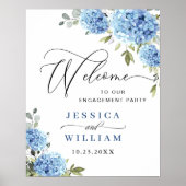 Elegant Blue Hydrangea Eucalyptus Verlovingsfeest Poster (Voorkant)