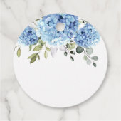 Elegant Blue Hydrangea Eucalyptus Vrijgezellenfees Bedankjes Labels (Achterkant)