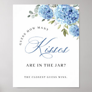 Elegant Blue Hydrangea Eucalyptus Vrijgezellenfees Poster