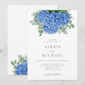 Elegant Blue Hydrangea Floral Kaart (Voorkant / Achterkant)