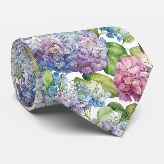 Elegant Blue Hydrangea Floral Pattern Wedding Stropdas (Opgerold)