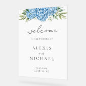 Elegant Blue Hydrangea Floral Wedding Acryl Bord (Hoek)