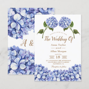 Elegant Blue Hydrangea Floral Wedding Invitation