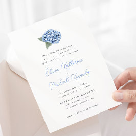 Elegant Blue Hydrangea Floral Wedding Kaart