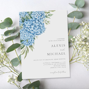 Elegant Blue Hydrangea Floral Wedding Kaart
