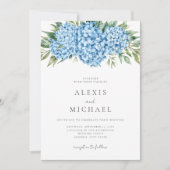 Elegant Blue Hydrangea Floral Wedding Kaart (Voorkant)