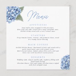 Elegant Blue Hydrangea Floral Wedding Menu