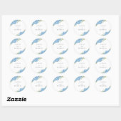 Elegant Blue Hydrangea Floral Wedding Ronde Sticker (Vel)