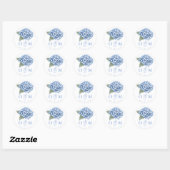 Elegant Blue Hydrangea Floral Wedding Ronde Sticker (Vel)