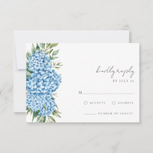 Elegant Blue Hydrangea Floral Wedding RSVP Kaartje