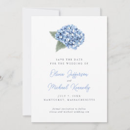 Elegant Blue Hydrangea Floral Wedding Save The Date
