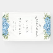 Elegant Blue Hydrangea Floral Wedding Spandoek (Horizontaal)