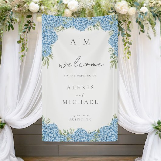 Elegant Blue Hydrangea Floral Wedding Spandoek