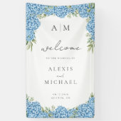 Elegant Blue Hydrangea Floral Wedding Spandoek (Verticaal)
