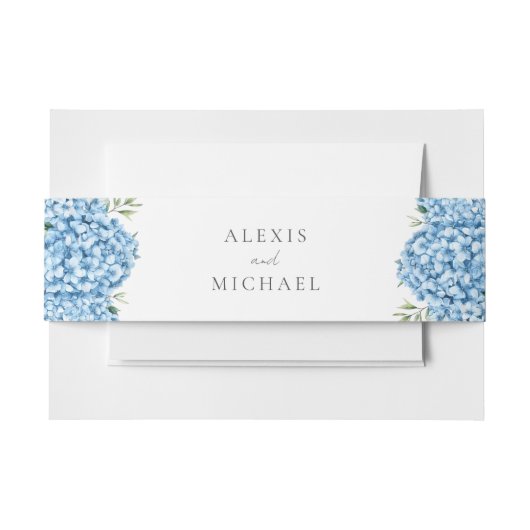 Elegant Blue Hydrangea Floral Wedding Uitnodigingen Wikkel (Voorkant Voorbeeld)