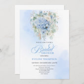 Elegant Blue Hydrangea Gold Bridal Shower Invite Kaart (Voorkant / Achterkant)