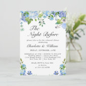 Elegant Blue Hydrangea Greenery Rehearsal Dinner Kaart (Staand voorkant)