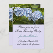 Elegant Blue Hydrangea House Warming Invitation Kaart (Voorkant / Achterkant)