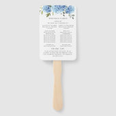 Elegant Blue Hydrangea huwelijksceremonie programm Handwaaier (Achterkant)