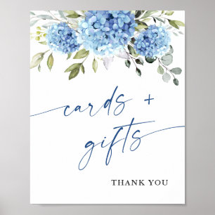 Elegant Blue Hydrangea Kaarten en geschenken bruil Poster