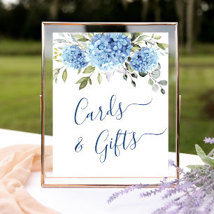 Elegant Blue Hydrangea Kaarten en geschenken bruil Poster