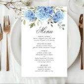 Elégant Blue Hydrangea Mariage Diner Menu