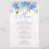 Elégant Blue Hydrangea Mariage Diner Menu (Devant)