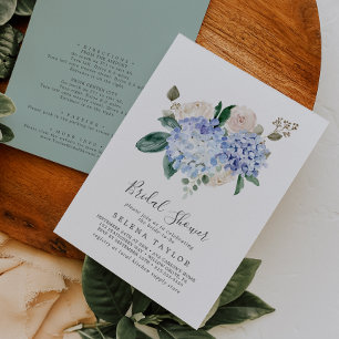 Elegant Blue Hydrangea met Vrijgezellenfeest Kaart