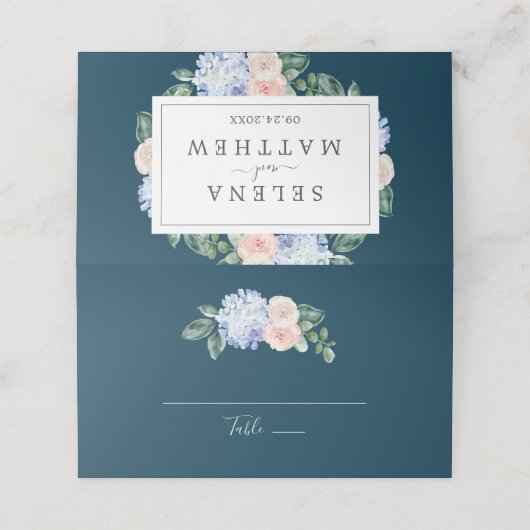 Elegant Blue Hydrangea | Navy Folded Wedding (Buitenkant ongevouwen)