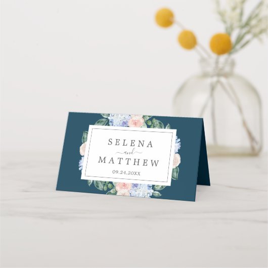 Elegant Blue Hydrangea | Navy Folded Wedding (Achterkant)