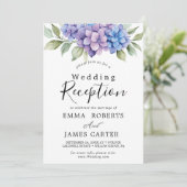 Elegant Blue Hydrangea | Ontvangst van witte bruil Kaart (Staand voorkant)