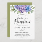 Elegant Blue Hydrangea | Ontvangst van witte bruil Kaart (Voorkant / Achterkant)